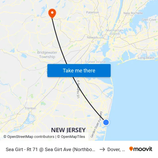 Sea Girt - Rt 71 @ Sea Girt Ave (Northbound) to Dover, NJ map