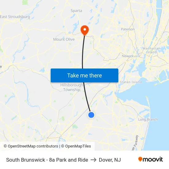 South Brunswick - 8a Park and Ride to Dover, NJ map