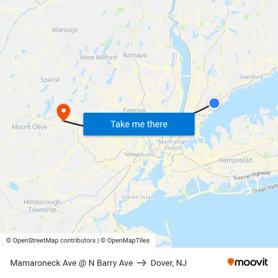 Mamaroneck Ave @ N Barry Ave to Dover, NJ map