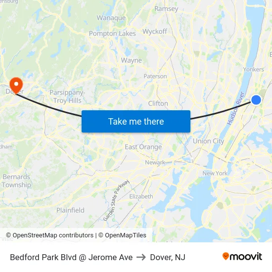Bedford Park Blvd @ Jerome Ave to Dover, NJ map