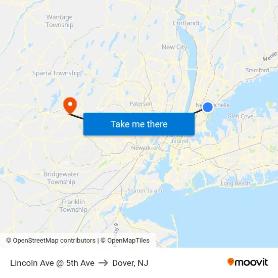 Lincoln Ave @ 5th Ave to Dover, NJ map
