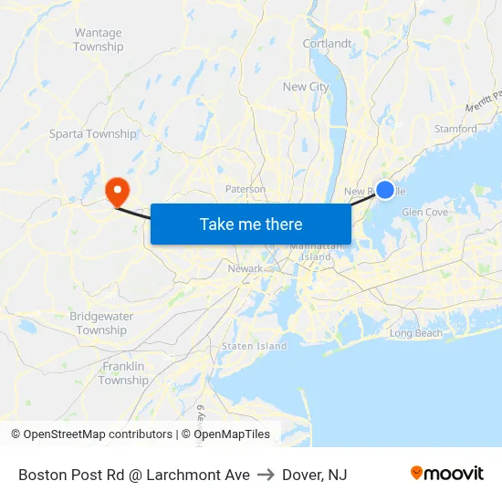 Boston Post Rd @ Larchmont Ave to Dover, NJ map