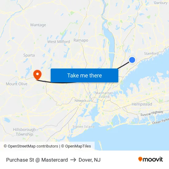 Purchase St @ Mastercard to Dover, NJ map
