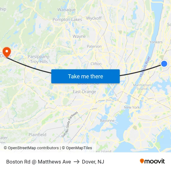 Boston Rd @ Matthews Ave to Dover, NJ map
