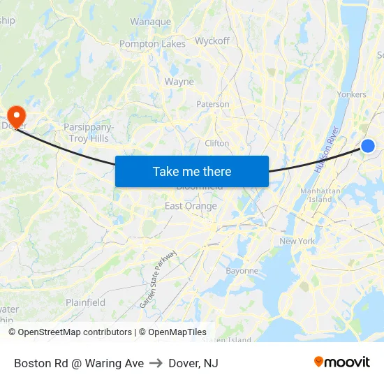 Boston Rd @ Waring Ave to Dover, NJ map