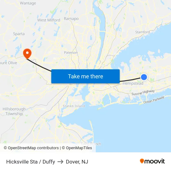 Hicksville Sta / Duffy to Dover, NJ map