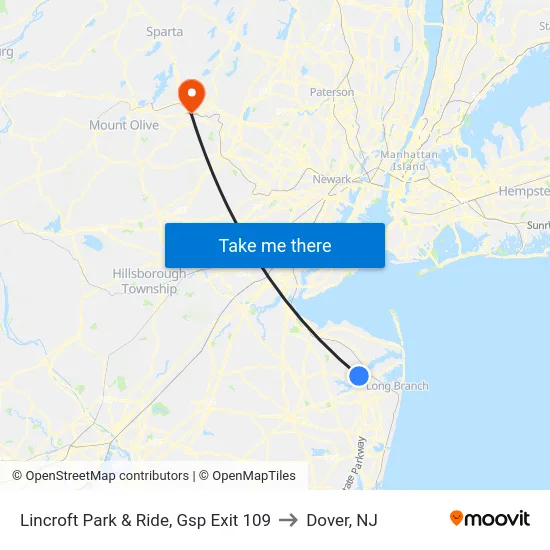 Lincroft Park & Ride, Gsp Exit 109 to Dover, NJ map