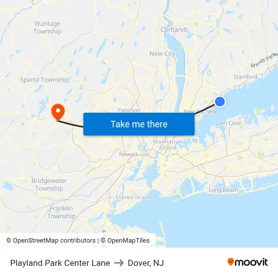 Playland Park Center Lane to Dover, NJ map