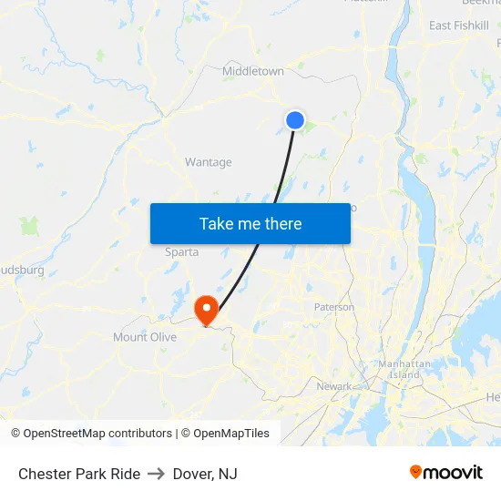 Chester Park Ride to Dover, NJ map