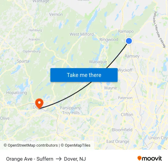 Orange Ave - Suffern to Dover, NJ map