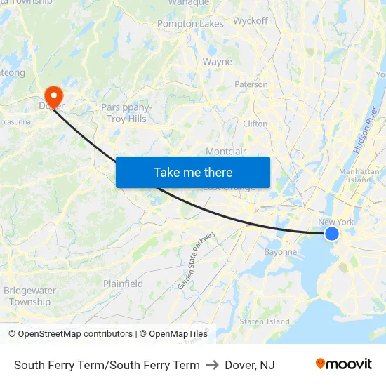South Ferry Term/South Ferry Term to Dover, NJ map