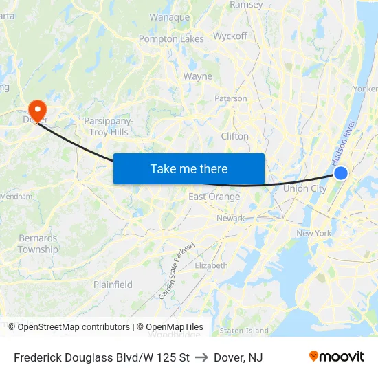 Frederick Douglass Blvd/W 125 St to Dover, NJ map