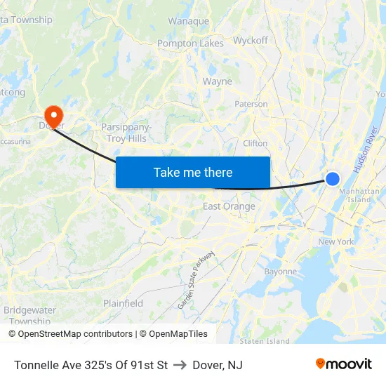 Tonnelle Ave 325's Of 91st St to Dover, NJ map