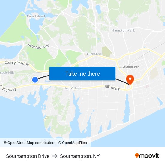 Southampton Drive to Southampton, NY map