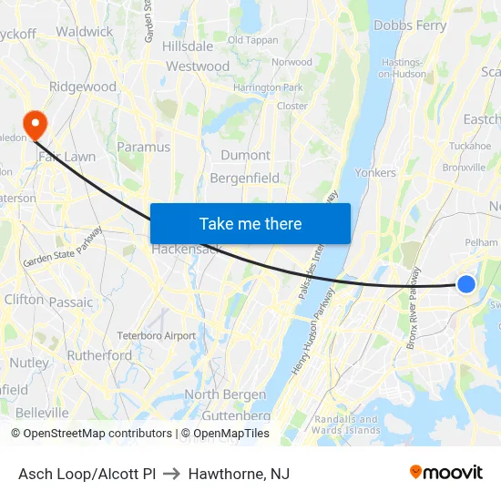 Asch Loop/Alcott Pl to Hawthorne, NJ map