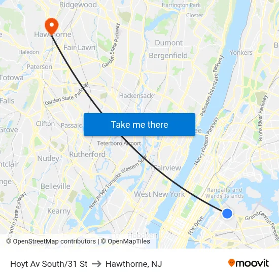 Hoyt Av South/31 St to Hawthorne, NJ map