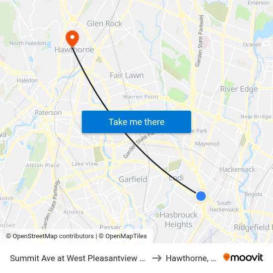 Summit Ave at West Pleasantview Ave to Hawthorne, NJ map