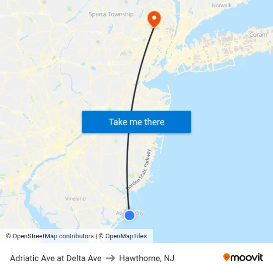 Adriatic Ave at Delta Ave to Hawthorne, NJ map