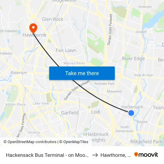 Hackensack Bus Terminal - on Moore St to Hawthorne, NJ map