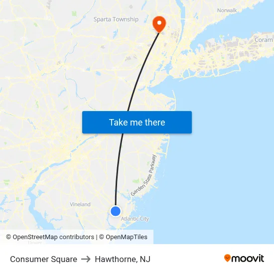 Consumer Square to Hawthorne, NJ map