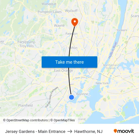 Jersey Gardens - Main Entrance to Hawthorne, NJ map