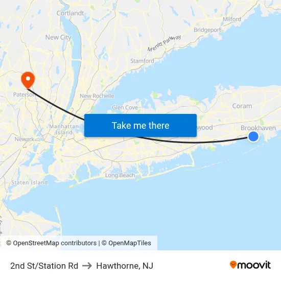 2nd St/Station Rd to Hawthorne, NJ map