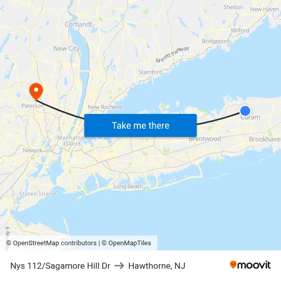 Nys 112/Sagamore Hill Dr to Hawthorne, NJ map