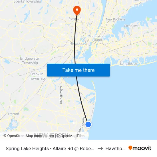 Spring Lake Heights - Allaire Rd @ Robertson Park (Southbound) to Hawthorne, NJ map