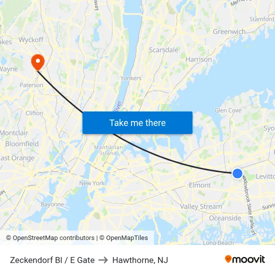 Zeckendorf Bl / E Gate to Hawthorne, NJ map