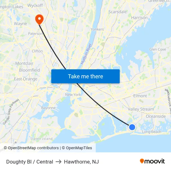 Doughty Bl / Central to Hawthorne, NJ map