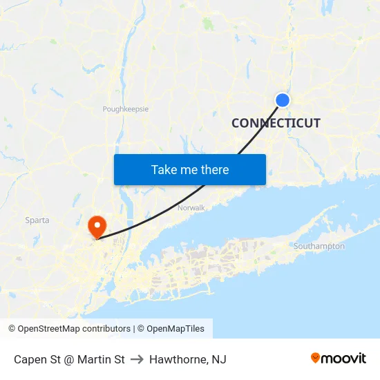 Capen St @ Martin St to Hawthorne, NJ map