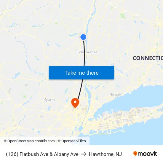 Flatbush Ave & Albany Ave to Hawthorne, NJ map
