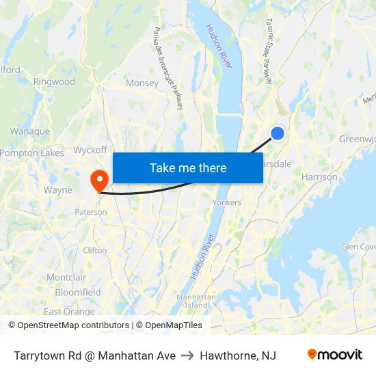 Tarrytown Rd @ Manhattan Ave to Hawthorne, NJ map