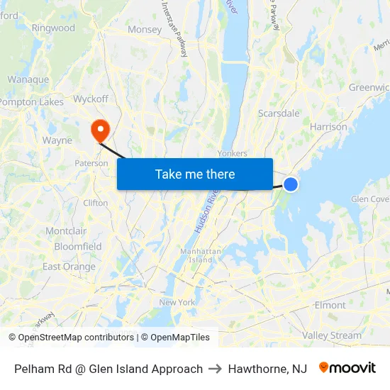 Pelham Rd @ Glen Island Approach to Hawthorne, NJ map