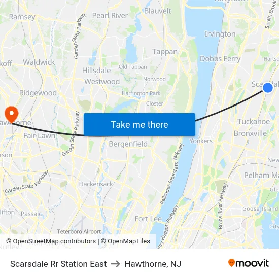 Scarsdale Rr Station East to Hawthorne, NJ map