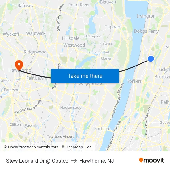 Stew Leonard Dr @ Costco to Hawthorne, NJ map