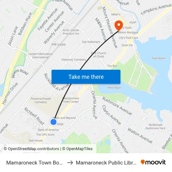 Mamaroneck Town Board to Mamaroneck Public Library map