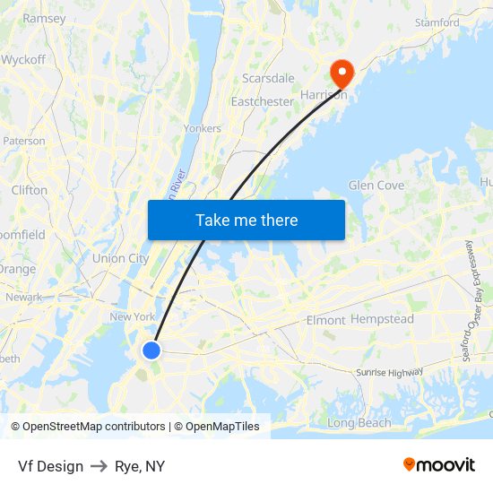 Mili Nyc to Rye, NY map