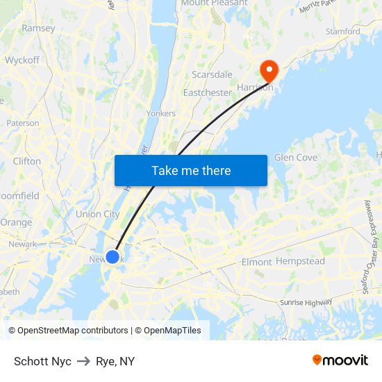 Schott Nyc to Rye, NY map