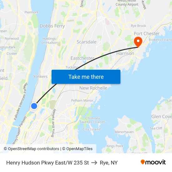 Henry Hudson Pkwy East/W 235 St to Rye, NY map