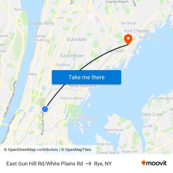 East Gun Hill Rd/White Plains Rd to Rye, NY map