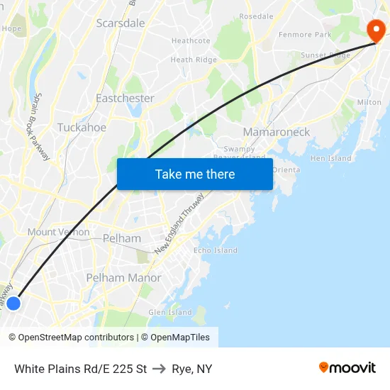 White Plains Rd/E 225 St to Rye, NY map