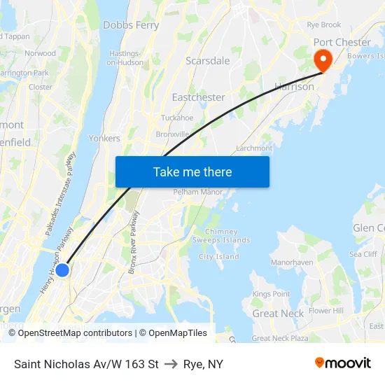 Saint Nicholas Av/W 163 St to Rye, NY map