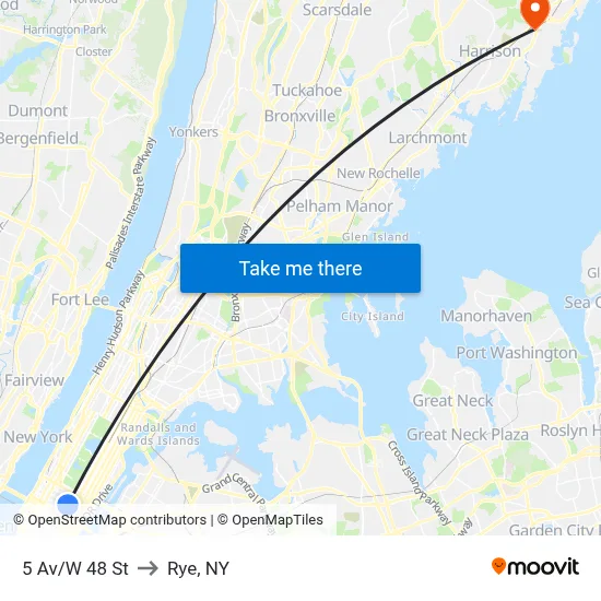 5 Av/W 48 St to Rye, NY map