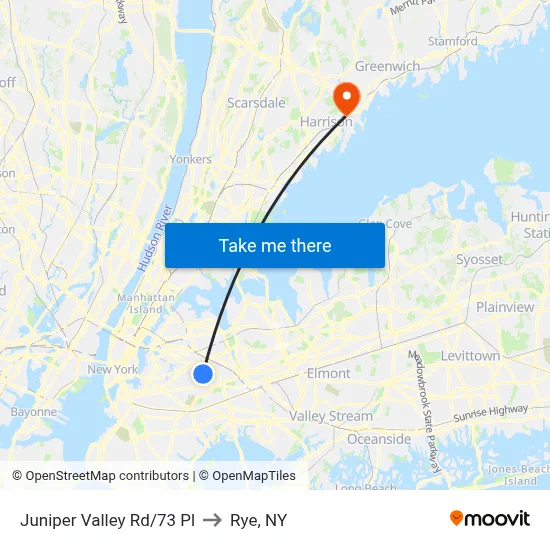 Juniper Valley Rd/73 Pl to Rye, NY map