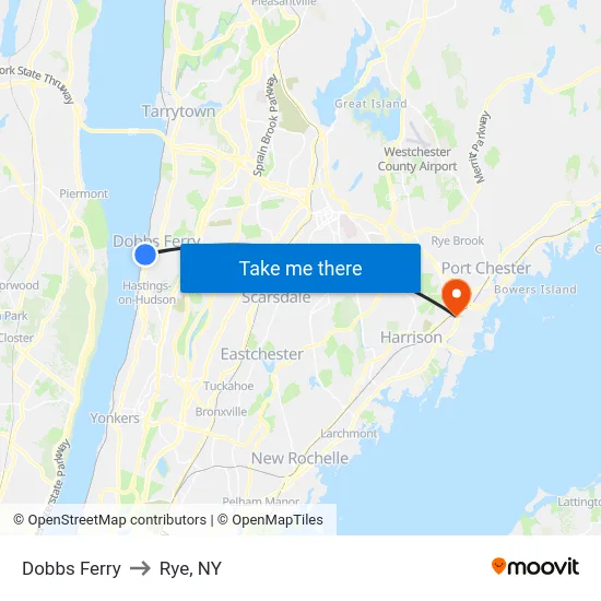Dobbs Ferry to Rye, NY map