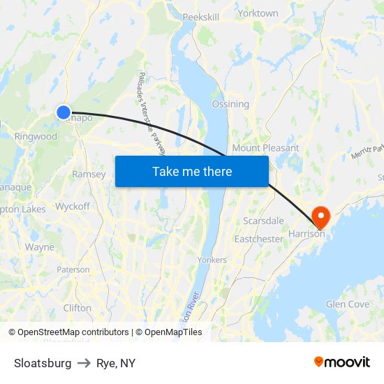 Sloatsburg to Rye, NY map