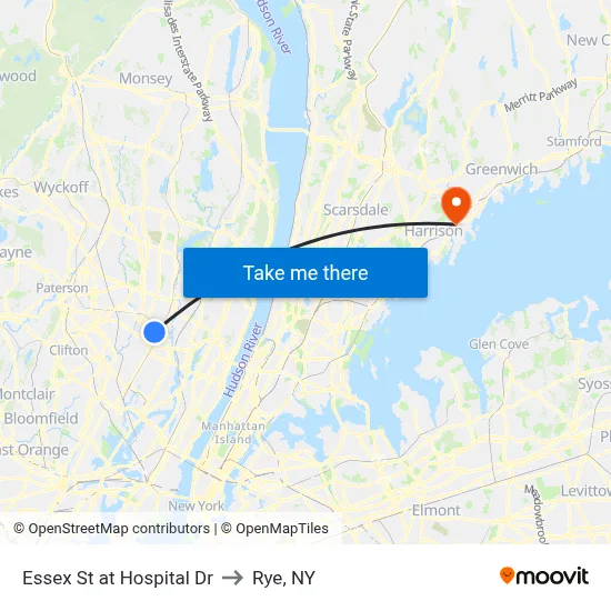 Essex St at Hospital Dr to Rye, NY map