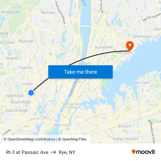 Rt-3 at Passaic Ave to Rye, NY map