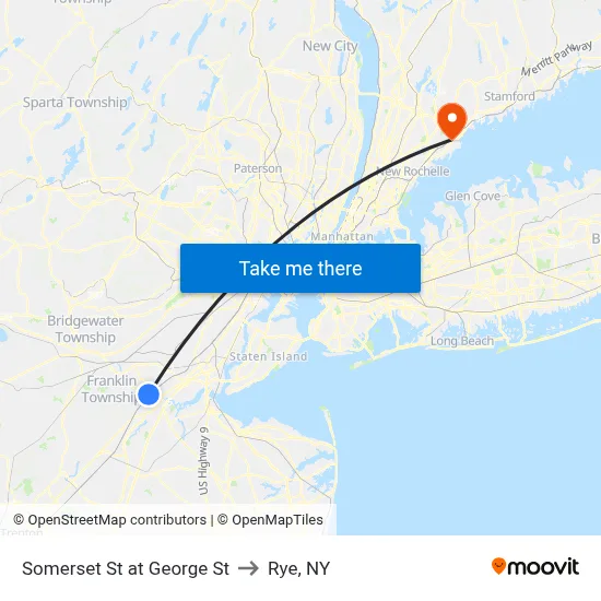 Somerset St at George St to Rye, NY map